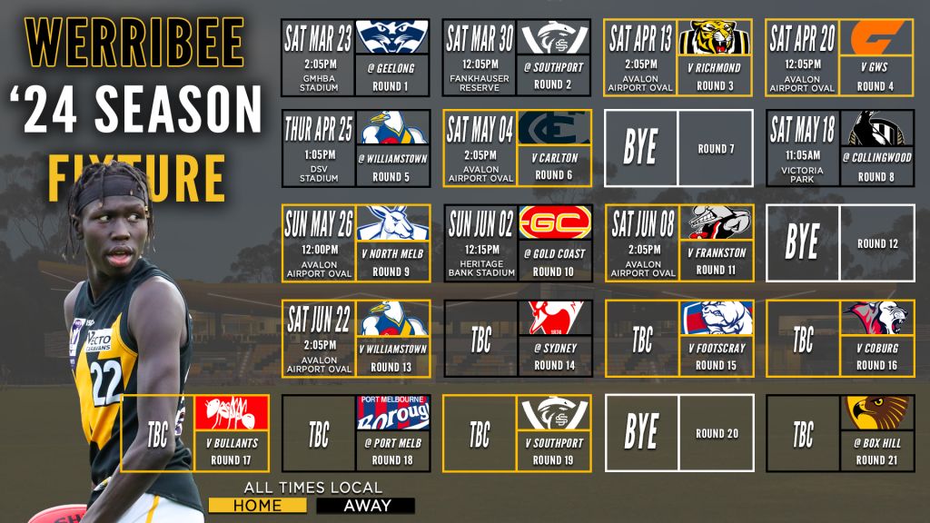 Werribee Football Club 2024 Smithy’s VFL Fixture Released